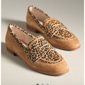 new anthropologie Cecilia NY kali Leopard Print Tan Loafers sz 9